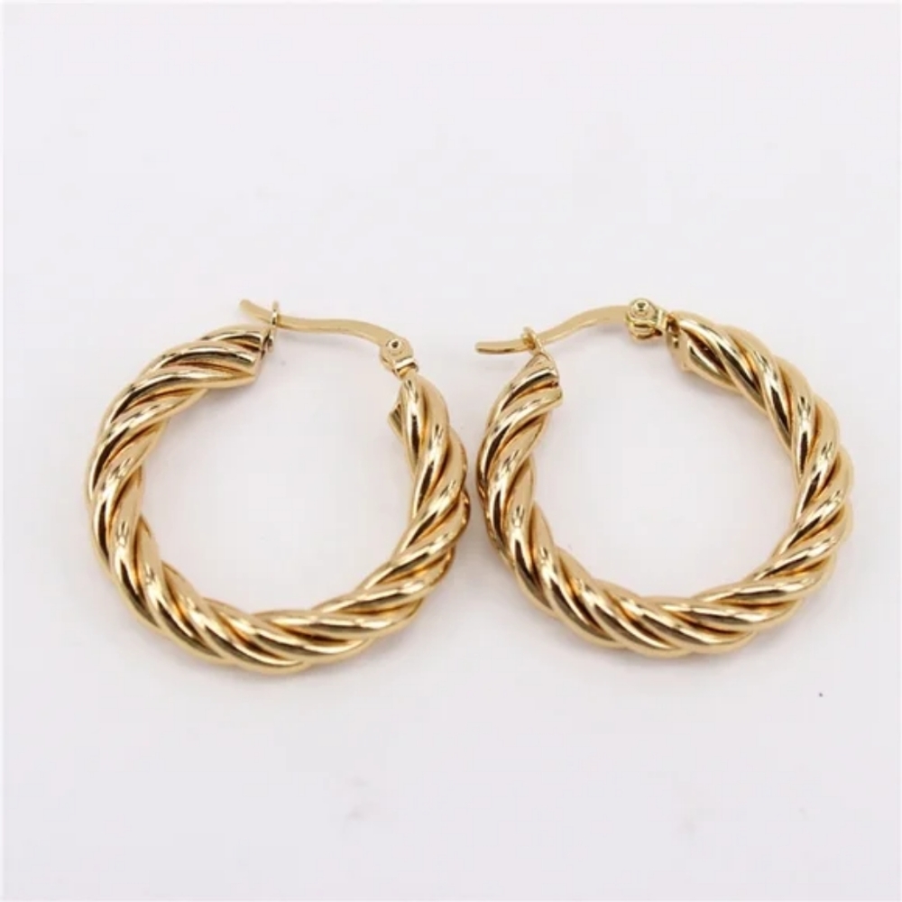 14k Gold Vermeil Chunky Twist Hoop Earrings